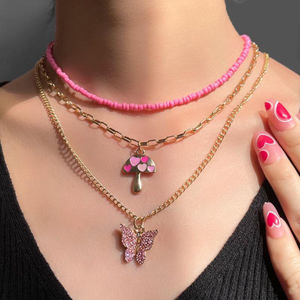 chains flatfoosie multi-layer mushroom beaded choker necklace for women trendy butterfly rhinestone pendant boho jewelry gift, Silver
chains flatfoosie multi-layer mushroom beaded choker necklace for women trendy butterfly rhinestone pendant boho jewelry gift, Silver