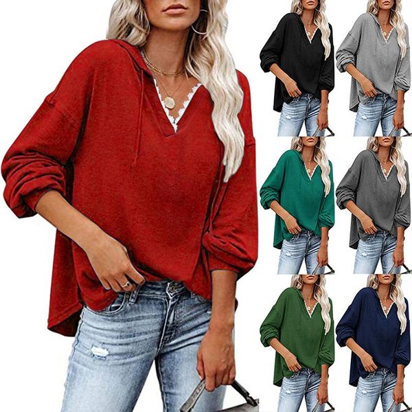 women's hoodies & sweatshirts autumn solid oversized sweatshirt hoodie lace v-neck women fashion long sleeve casual loose girl pullove, Black
women's hoodies & sweatshirts autumn solid oversized sweatshirt hoodie lace v-neck women fashion long sleeve casual loose girl pullove, Black