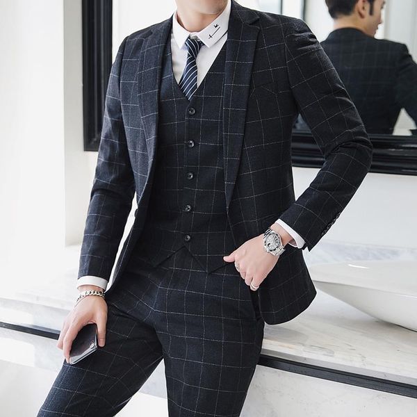 fashion men plaid suit size 4xl business banquet dress suits comfortable and elegant 3 piece set men's & blazers, White;black
fashion men plaid suit size 4xl business banquet dress suits comfortable and elegant 3 piece set men's & blazers, White;black