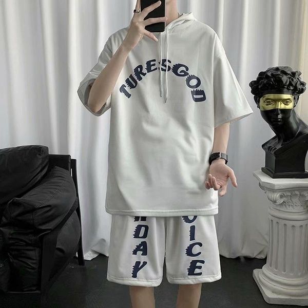 men's tracksuits summer casual short sleeve suit trend 5-sleeve t-shirt loose shorts student versatile 2-piece set, Gray
men's tracksuits summer casual short sleeve suit trend 5-sleeve t-shirt loose shorts student versatile 2-piece set, Gray