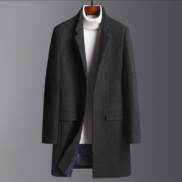 men's wool & blends 2021 autumn winter fashion men woolen long coat warm coats jackets mens blend overcoat casual trench man b447, Black
men's wool & blends 2021 autumn winter fashion men woolen long coat warm coats jackets mens blend overcoat casual trench man b447, Black