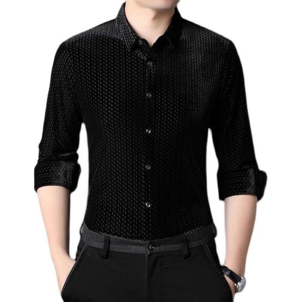 men's casual shirts spring&autumn gold velvet high-end luxury long sleeve shirt men 2021 quality soft comfortable fashion camisa mascul, White;black
men's casual shirts spring&autumn gold velvet high-end luxury long sleeve shirt men 2021 quality soft comfortable fashion camisa mascul, White;black