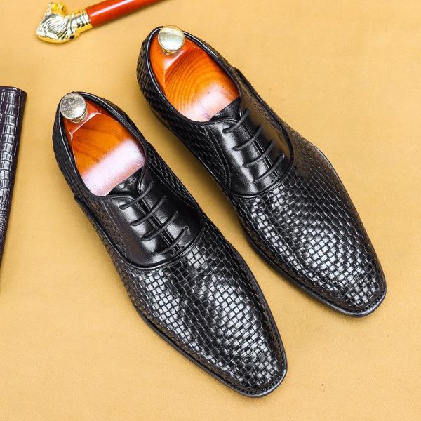 dress shoes pointed toe men office genuine leather formal oxford handmade weaved wedding party men's flats, Black
dress shoes pointed toe men office genuine leather formal oxford handmade weaved wedding party men's flats, Black
