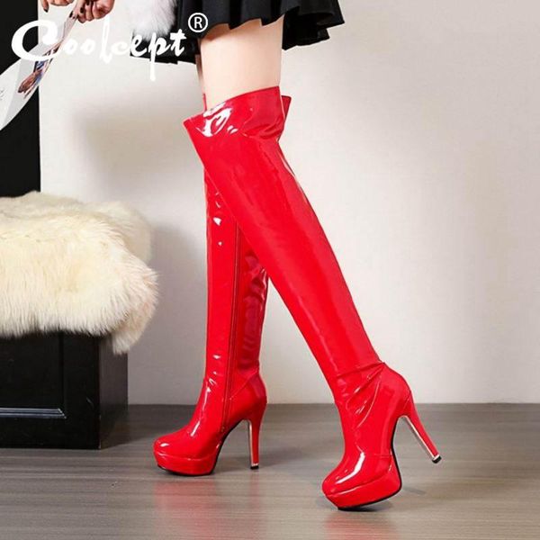 boots coolcept plus size 34-48 ladies over the knee pu leather platform zipper high heel shoes women botas footwear, Black
boots coolcept plus size 34-48 ladies over the knee pu leather platform zipper high heel shoes women botas footwear, Black