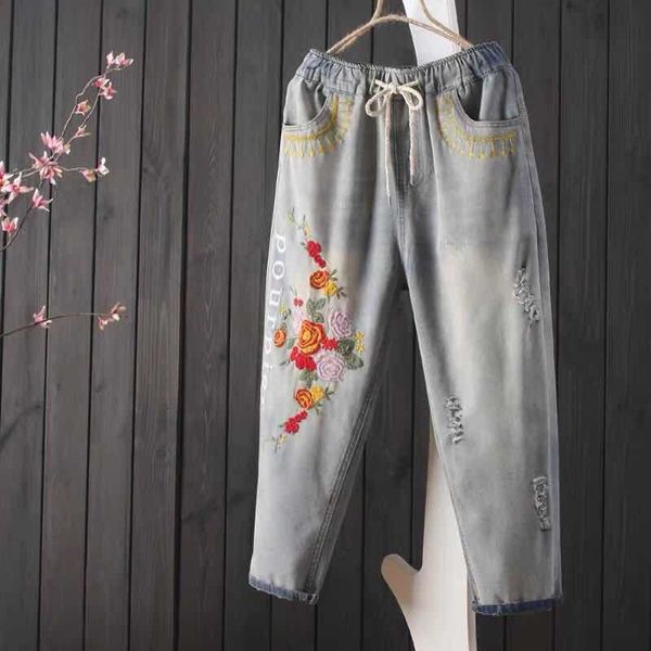 jeans arrival of summer from the women's elastic waistline casual loose jean capri pants embroidered vintage cotton flower denigrate s4, Blue
jeans arrival of summer from the women's elastic waistline casual loose jean capri pants embroidered vintage cotton flower denigrate s4, Blue