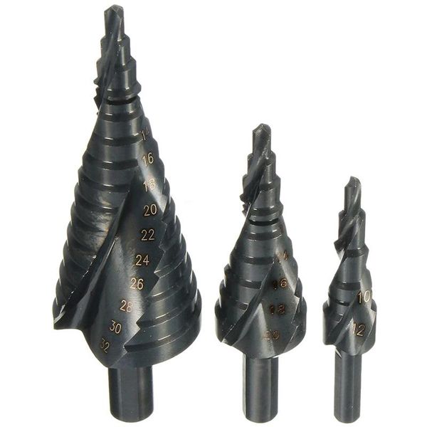 professional drill bits 3x hss spiral grooved step cone drills bit 4-12 4-20 4-32mm hole cut steel
professional drill bits 3x hss spiral grooved step cone drills bit 4-12 4-20 4-32mm hole cut steel