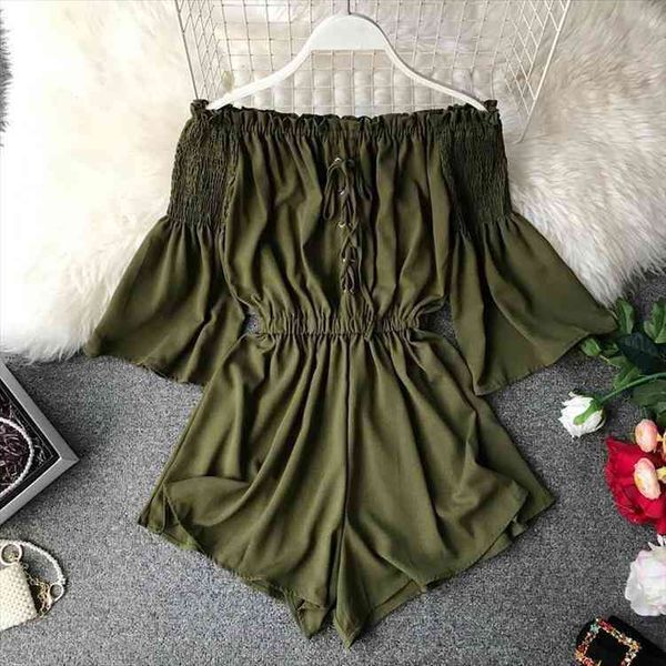 short summer off shoulder pagoda women rompers sleeve solid casual bodysuit korean female bandage playsuits, Black;white
short summer off shoulder pagoda women rompers sleeve solid casual bodysuit korean female bandage playsuits, Black;white