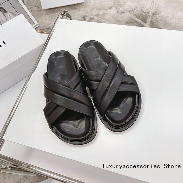 slippers women genuine leather cross band open toe outside flats fashion casual summer ladies shoes platform sandals, Black
slippers women genuine leather cross band open toe outside flats fashion casual summer ladies shoes platform sandals, Black