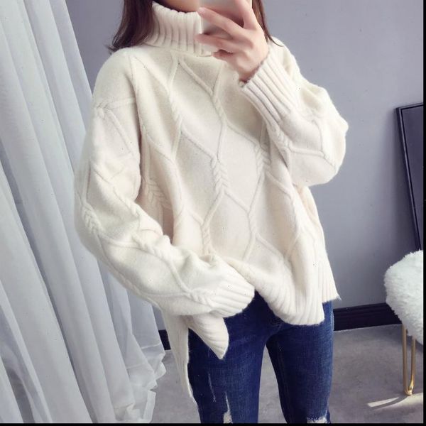 turtleneck thick knitted warm women sweaters pullover autumn winter solid color loose casual, White;black
turtleneck thick knitted warm women sweaters pullover autumn winter solid color loose casual, White;black