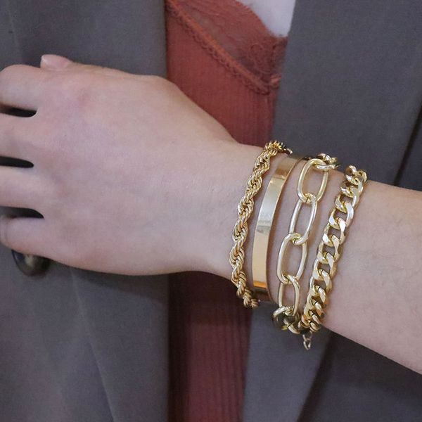 simple design retro style gold silver plated alloy link chain bracelet 4pcs/set wholesale, Black
simple design retro style gold silver plated alloy link chain bracelet 4pcs/set wholesale, Black