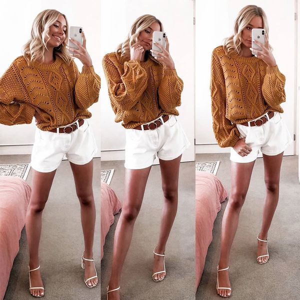 women casual oversize knitted hollow out lantern sleeve o neck autumn winter sweater plus size solid color pullovers 210412, White;black
women casual oversize knitted hollow out lantern sleeve o neck autumn winter sweater plus size solid color pullovers 210412, White;black