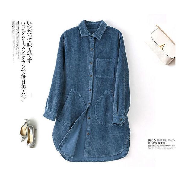 women's trench coats women button up harajuku shirt corduroy long coat shirts female pocket sleeve 2021 autumn korean loose blouses, Tan;black
women's trench coats women button up harajuku shirt corduroy long coat shirts female pocket sleeve 2021 autumn korean loose blouses, Tan;black