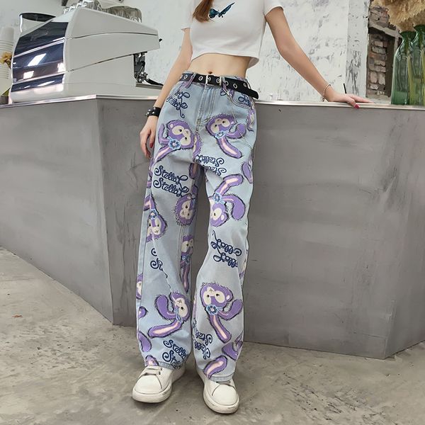 women's brim with high waist loose in straight 2021 from cartoons printed casual zipper big mother long pants, Blue
women's brim with high waist loose in straight 2021 from cartoons printed casual zipper big mother long pants, Blue