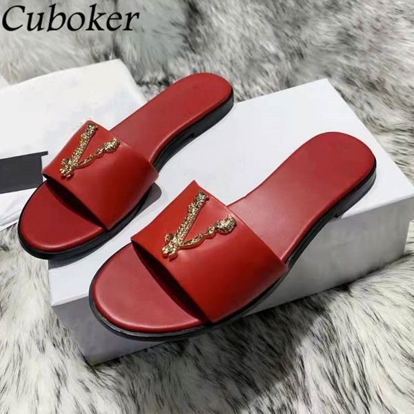 red metal decor women flat slippers brand designer summer peep toe ladies slides runway party dress shoes mujer 60% off store online, Black
red metal decor women flat slippers brand designer summer peep toe ladies slides runway party dress shoes mujer 60% off store online, Black