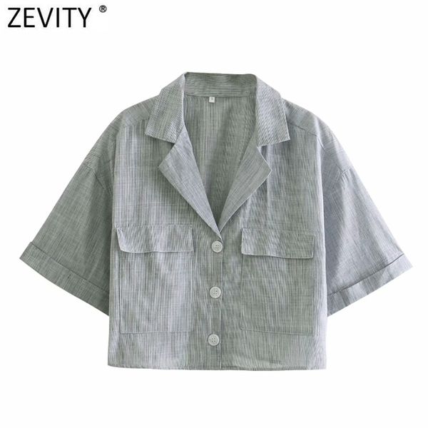 women vintage pockets patch striped short smock blouse office ladies breasted business shirts chic blusas ls9203 210420, White
women vintage pockets patch striped short smock blouse office ladies breasted business shirts chic blusas ls9203 210420, White