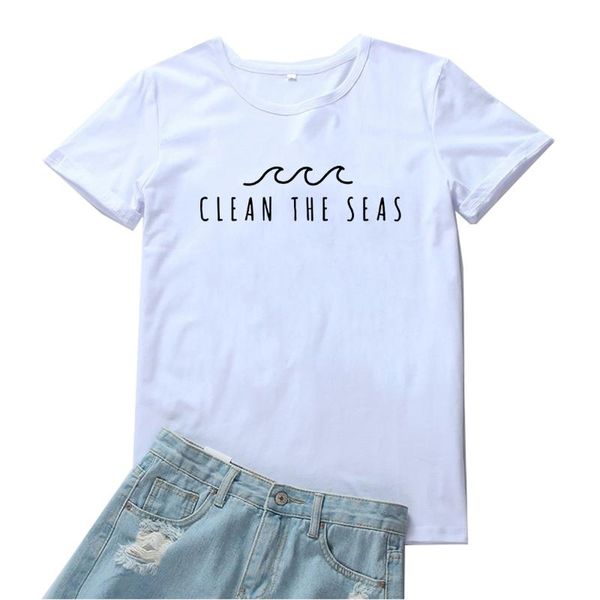 women's t-shirt clean the seas t shirt for women protect environment womens casual o-neck tshirt cotton black tide femme, White
women's t-shirt clean the seas t shirt for women protect environment womens casual o-neck tshirt cotton black tide femme, White