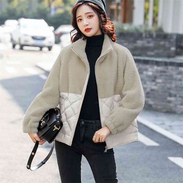 women's cotton padded jacket casual stand neck light thin imitation lamb plush patchwork long sleeve zipper winter wadded 210522, Black
women's cotton padded jacket casual stand neck light thin imitation lamb plush patchwork long sleeve zipper winter wadded 210522, Black