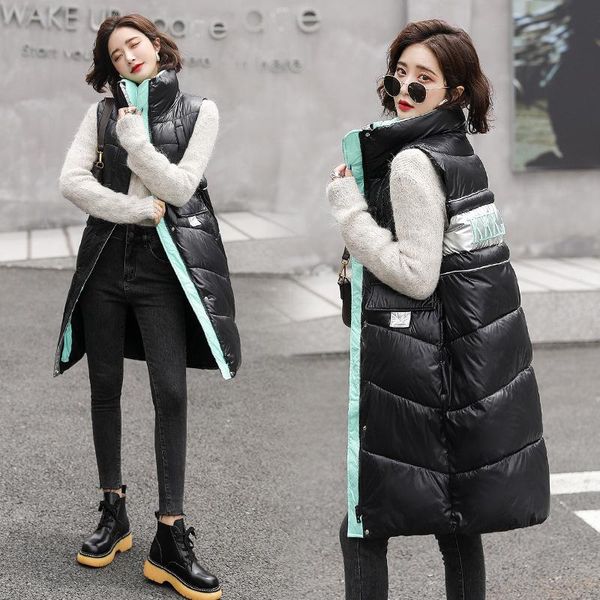 women's vests korean down cotton waistcoat women long vest quilted puffer loose coat outwear warm winter oversized fashion drop, Black;white 
women's vests korean down cotton waistcoat women long vest quilted puffer loose coat outwear warm winter oversized fashion drop, Black;white