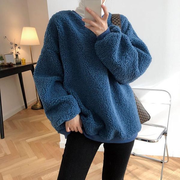 women's hoodies & sweatshirts 2021 spring long sleeve thick o-neck lambswool warm oversize peach women, Black
women's hoodies & sweatshirts 2021 spring long sleeve thick o-neck lambswool warm oversize peach women, Black