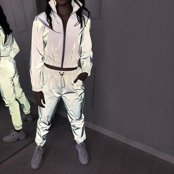 reflective set tracksuit two womens pants piece casual hip hop jackets night light clothes long pant suit plus size, White
reflective set tracksuit two womens pants piece casual hip hop jackets night light clothes long pant suit plus size, White