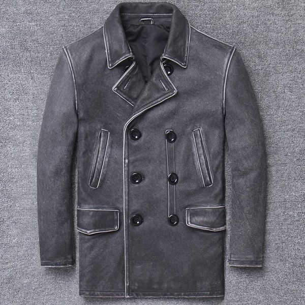 vintage black long casual style genuine leather jacket men double breasted real natural cowhide autumn peacoat men's & faux
vintage black long casual style genuine leather jacket men double breasted real natural cowhide autumn peacoat men's & faux