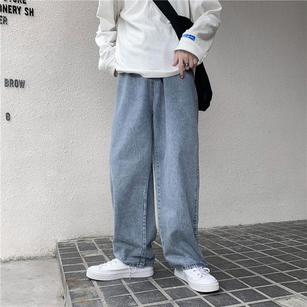 men's jeans men solid drawstring denim full length straight loose males all-match trendy punk baggy leisure cowboy trousers, Blue
men's jeans men solid drawstring denim full length straight loose males all-match trendy punk baggy leisure cowboy trousers, Blue