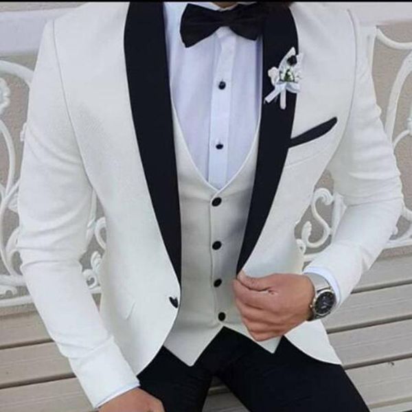 men's suits & blazers white groom tuxedo for wedding dinner party slim fit formal men vset with black pants 3 pieces shawl lapel fashio, White;black
men's suits & blazers white groom tuxedo for wedding dinner party slim fit formal men vset with black pants 3 pieces shawl lapel fashio, White;black