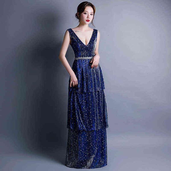 prom luxury boutique occasion dresses banquet 2021 summer v-neck dark blue starry sky sleevels evening 's, Black
prom luxury boutique occasion dresses banquet 2021 summer v-neck dark blue starry sky sleevels evening 's, Black