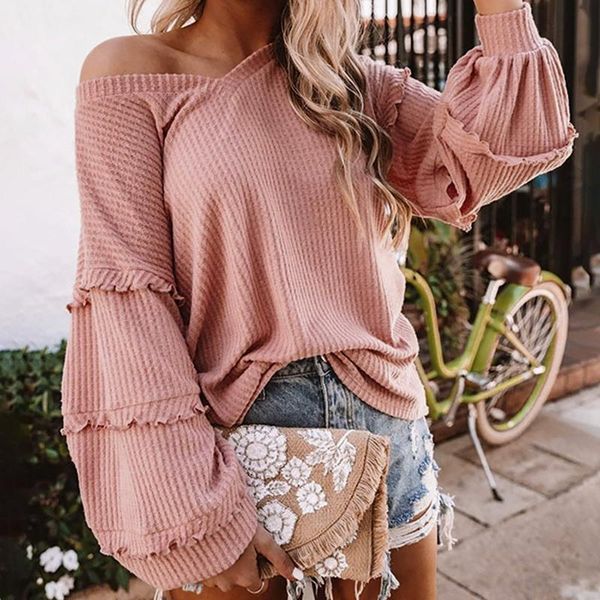 women's blouses & shirts bubble cuffs stitching knitted blouse elegant wood ears long sleeve tunic shirt solid color v-neck oversize lo, White
women's blouses & shirts bubble cuffs stitching knitted blouse elegant wood ears long sleeve tunic shirt solid color v-neck oversize lo, White