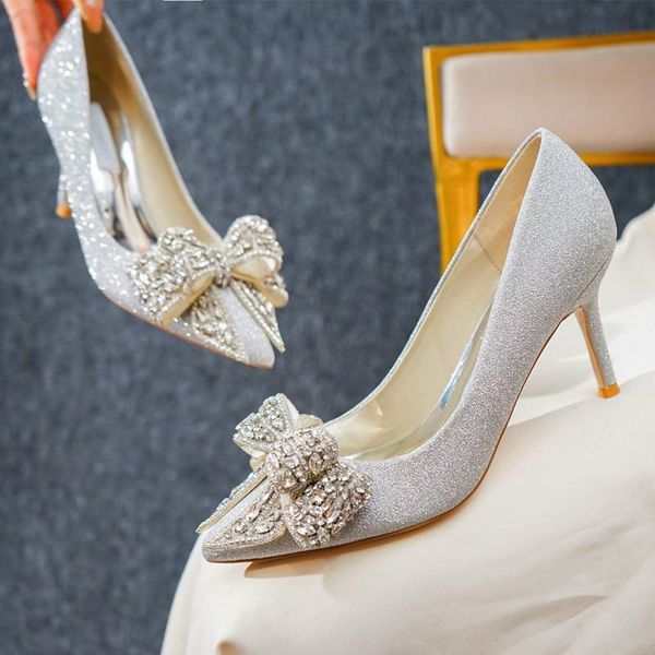 dress shoes spring pointed bow sequined silver bridal wedding stiletto high-heeled party all-match women's single, Black
dress shoes spring pointed bow sequined silver bridal wedding stiletto high-heeled party all-match women's single, Black