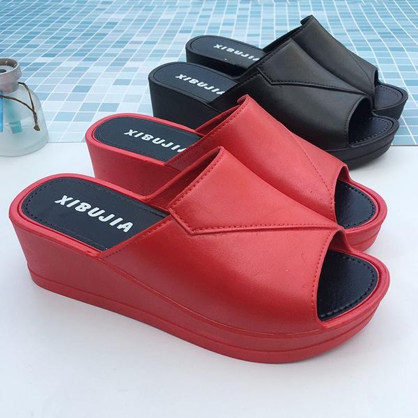 leather non-slip shallow wedges slides shoes designer thick bottom sandals open toe ladies wearable mom slippers, Black
leather non-slip shallow wedges slides shoes designer thick bottom sandals open toe ladies wearable mom slippers, Black