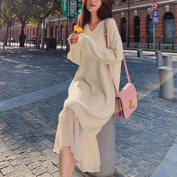 casual dresses dress for women v-neck loose sweater elegant autumn winter ruffles patchwork female long knitted plus, Black;gray
casual dresses dress for women v-neck loose sweater elegant autumn winter ruffles patchwork female long knitted plus, Black;gray
