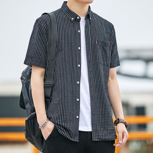 men's summer sve shirt, korean version, stripe trend, loose, short sve, casual, simple, square collar, White;black
men's summer sve shirt, korean version, stripe trend, loose, short sve, casual, simple, square collar, White;black