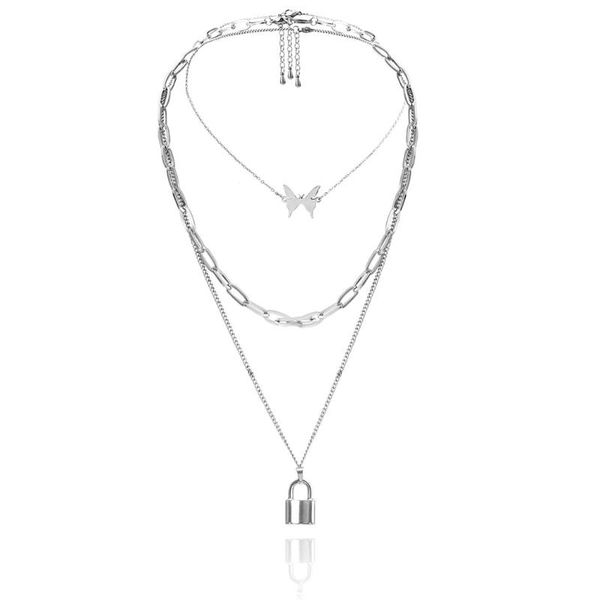 chains cosyoo 2021 trend jewelry gift trendy multilayered butterfly pearl necklace fashion locks choker necklaces for women, Silver
chains cosyoo 2021 trend jewelry gift trendy multilayered butterfly pearl necklace fashion locks choker necklaces for women, Silver