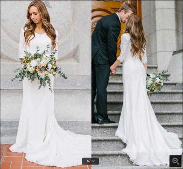 2021 new arrival white lace vintage mermaid wedding dress 3/4 sleeve v neckline court train modest bride dresses stylish summer beach gorgeo
2021 new arrival white lace vintage mermaid wedding dress 3/4 sleeve v neckline court train modest bride dresses stylish summer beach gorgeo