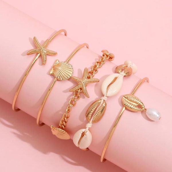 link, chain 5pcs starfishes shell bracelet with opening vintage simple multi-layer bracelets gift for women and girls lxh, Black
link, chain 5pcs starfishes shell bracelet with opening vintage simple multi-layer bracelets gift for women and girls lxh, Black