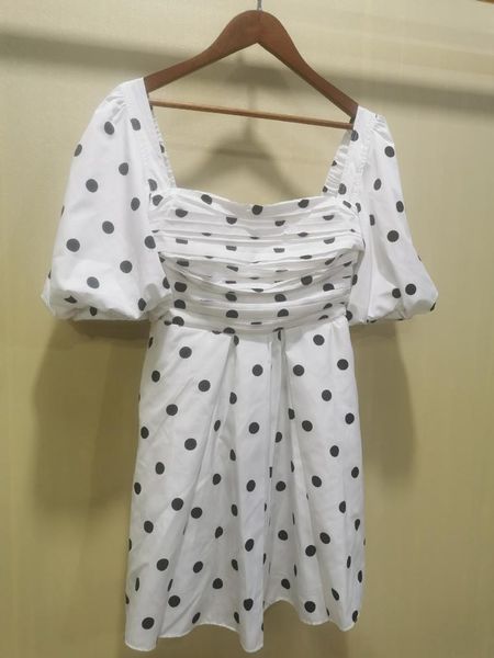 party dresses 2021 summer women pleated robe dot puff sleeve square collar backless female mini, White;black
party dresses 2021 summer women pleated robe dot puff sleeve square collar backless female mini, White;black