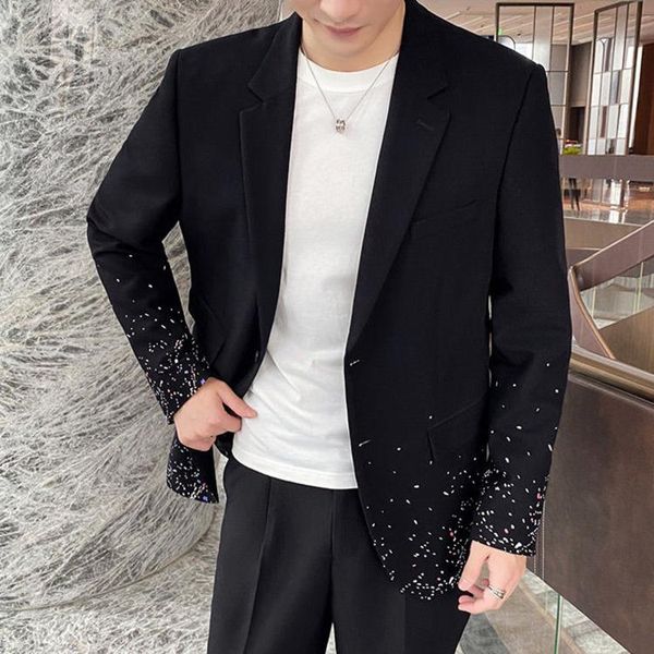 men's suits & blazers blazer hombre korean printing masculino slim fit chaquetas de vestir mens jacket stylish for men, White;black 
men's suits & blazers blazer hombre korean printing masculino slim fit chaquetas de vestir mens jacket stylish for men, White;black