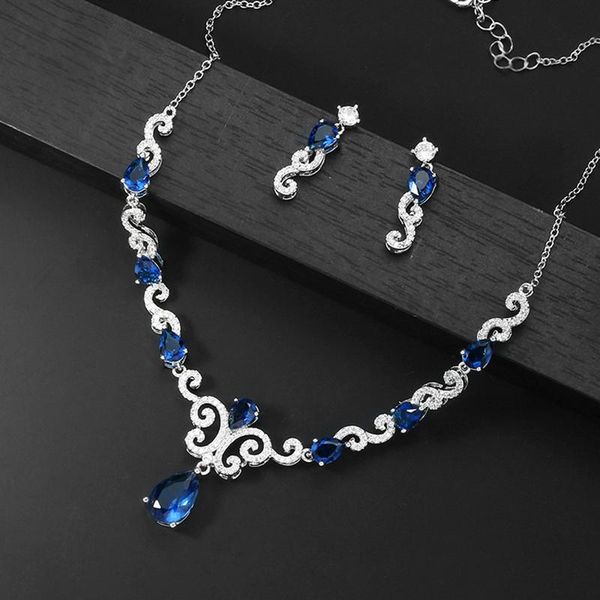 earrings & necklace european and american bridal wedding pography accessories zircon water drop twisted combination two-piece j, Silver
earrings & necklace european and american bridal wedding pography accessories zircon water drop twisted combination two-piece j, Silver