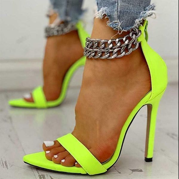 dress shoes summer style pointed ankle chain back zipper high slim heel women's large sandal 43, Black
dress shoes summer style pointed ankle chain back zipper high slim heel women's large sandal 43, Black