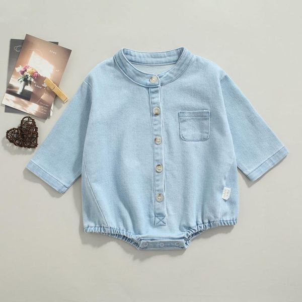 jumpsuits baby girls boys romper toddlers spring autumn creative solid color denim/plaid long sleeve stand collar triangle jumpsuit, Blue
jumpsuits baby girls boys romper toddlers spring autumn creative solid color denim/plaid long sleeve stand collar triangle jumpsuit, Blue