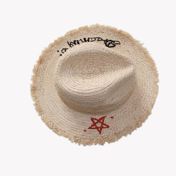 woman's jazz lafite grass straw hat for summer embroidered five-pointed star casual beach sun protection with uv wide brim hats, Blue;gray
woman's jazz lafite grass straw hat for summer embroidered five-pointed star casual beach sun protection with uv wide brim hats, Blue;gray