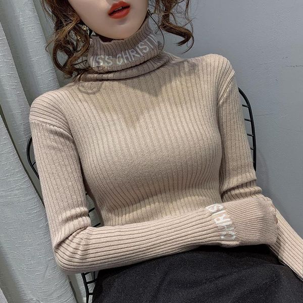 women's sweaters fall winter knitted sweater fashion turtleneck heaps collar pullovers letters women long sleeve 2021, White;black
women's sweaters fall winter knitted sweater fashion turtleneck heaps collar pullovers letters women long sleeve 2021, White;black