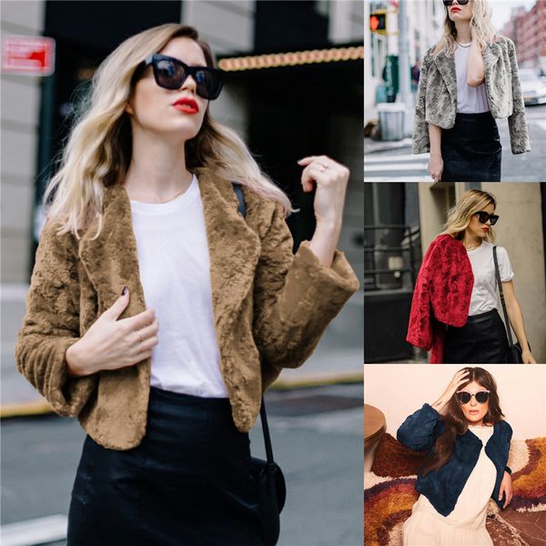 women's & faux fur winter jacket fashion lapel neck long sleeve thick warm short coat women designers clothes, Black
women's & faux fur winter jacket fashion lapel neck long sleeve thick warm short coat women designers clothes, Black