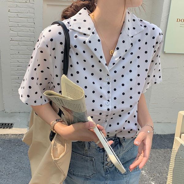 women's blouses & shirts hzirip chic polka dots streetwear ol outwear 2021 all match summer short sleeves basewear plus size casual fem, White
women's blouses & shirts hzirip chic polka dots streetwear ol outwear 2021 all match summer short sleeves basewear plus size casual fem, White