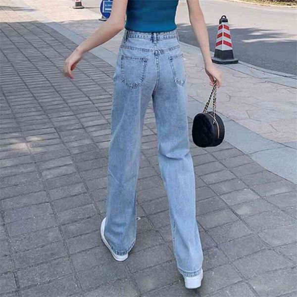 women's jeans autumn high waisted slim straight tube summer thin drape loose wide leg pants small mops fashion mrqt, Blue
women's jeans autumn high waisted slim straight tube summer thin drape loose wide leg pants small mops fashion mrqt, Blue