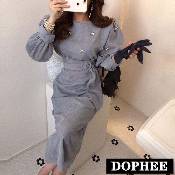 chic spring women retro corduroy belt dress female casual autumn vintage elegant pearl beads party calf-length dresses, Black;gray
chic spring women retro corduroy belt dress female casual autumn vintage elegant pearl beads party calf-length dresses, Black;gray