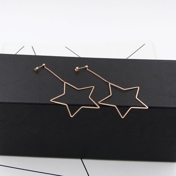 e5-113c exaggerated rose steel bead side chain hanging large five pointed star fashion women's earrings, Golden
e5-113c exaggerated rose steel bead side chain hanging large five pointed star fashion women's earrings, Golden