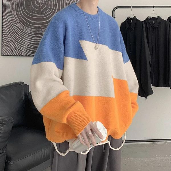 women's sweaters winter college style splicing sweater men women autumn korean version trend warm soft o neck loose pullover, White;black
women's sweaters winter college style splicing sweater men women autumn korean version trend warm soft o neck loose pullover, White;black