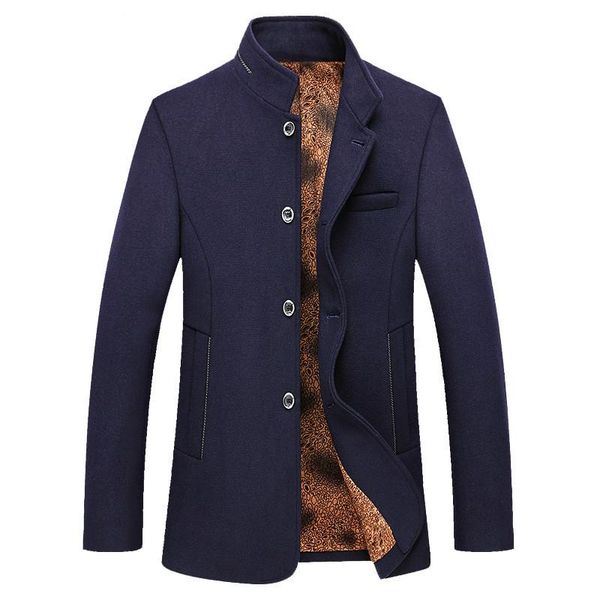 men's wool & blends winter jacket coat casual slim collar long cotton trench windbreaker male fleece, Black
men's wool & blends winter jacket coat casual slim collar long cotton trench windbreaker male fleece, Black